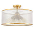 Modern Gold Drum Ceiling Light Organza Lamp Shade 6-Light